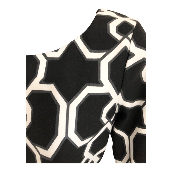 Black & off white geometry print colorblock mod style dress size medium new - Picture 9 of 16